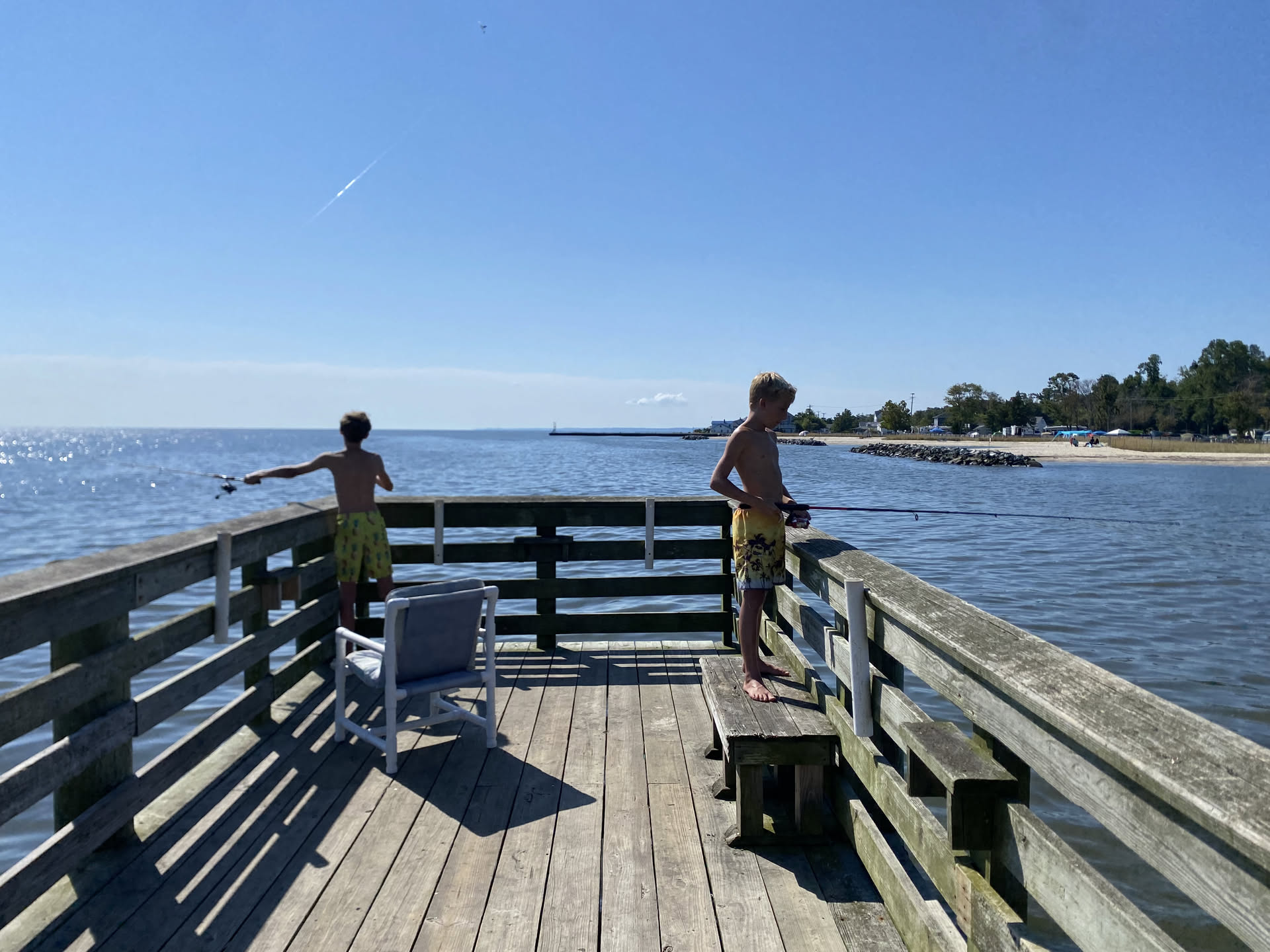Fishing from the end of the pier