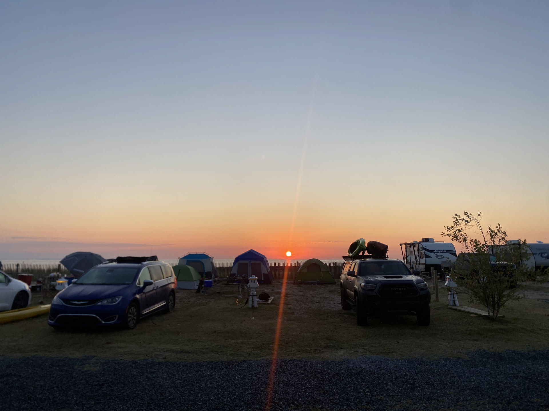 The campground in the first light of day